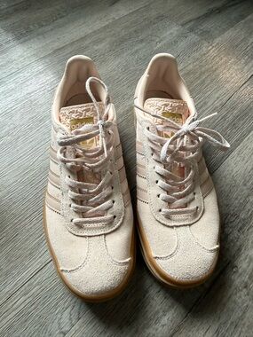 Adidas Light Pink Suede Sneakers with Gum Sole